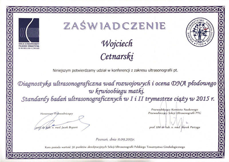 Certyfikat Wojciech Cetnarski